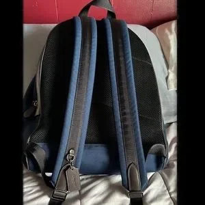 Coach | Bags | Coach Academy Backpack Navy Blue Canvas Brown  display picture 2